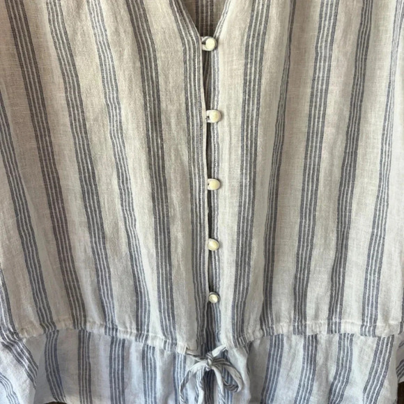 Rails Marti Cayman White/Blue Stripe Long Sleeve Button Front Top Size Medium - Picture 6 of 9
